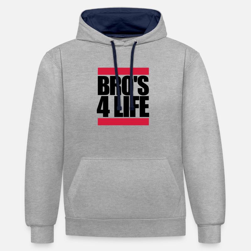 Brothers 4 Life Logo - Sweat à capuche contrasté - gris chiné/bleu marine