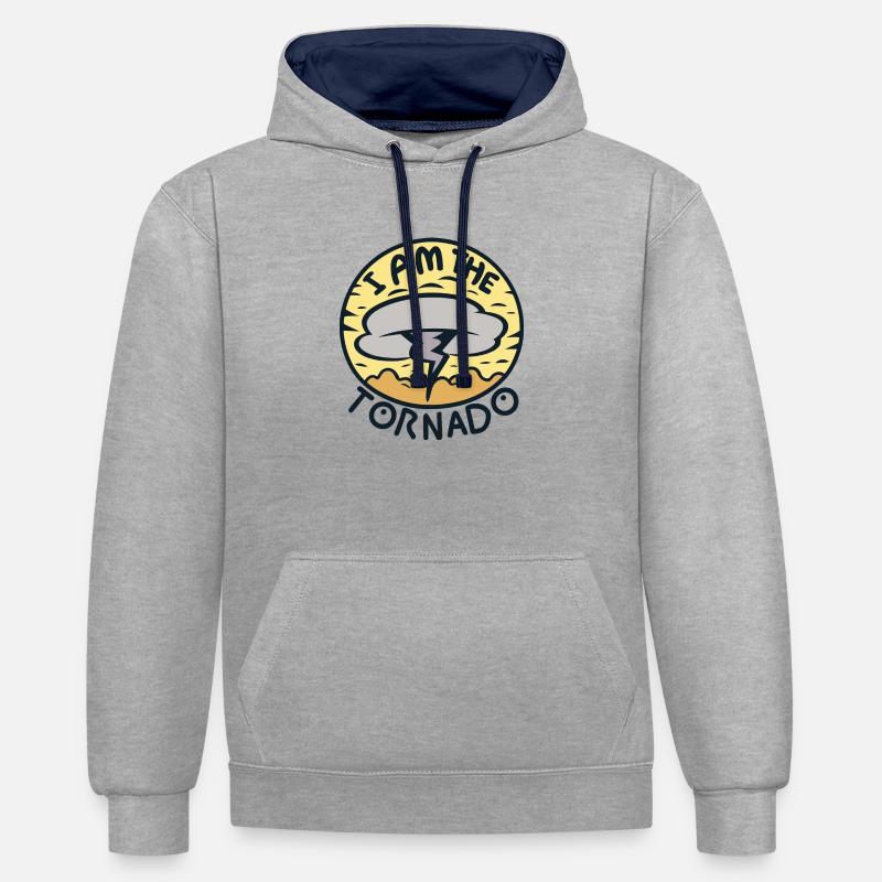 Je suis la tornade - Sweat à capuche contrasté - gris chiné/bleu marine