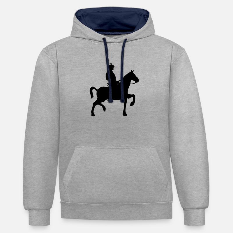 Cavalier samouraï - Sweat à capuche contrasté - gris chiné/bleu marine