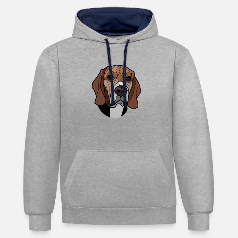 Beagle - Sweat à capuche contrasté - gris chiné/bleu marine