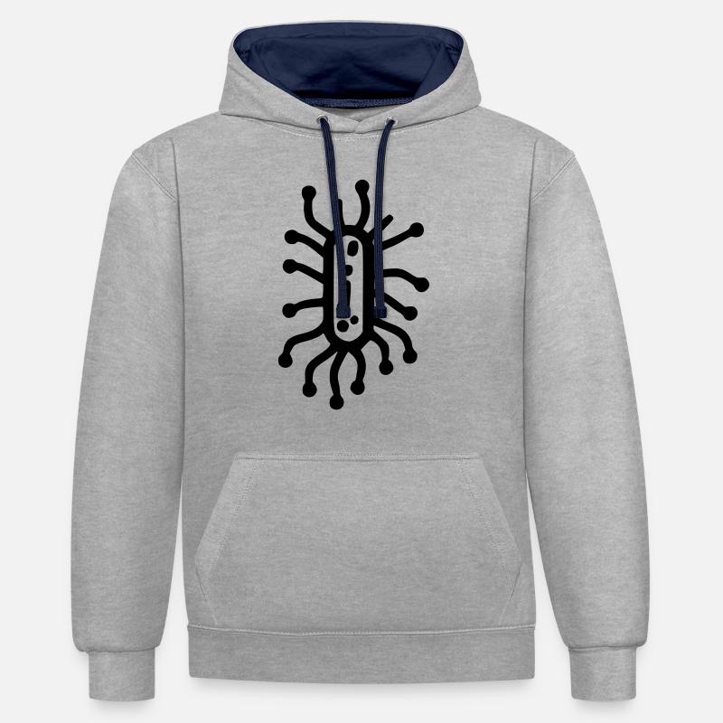 Bacteria - Sweat à capuche contrasté - gris chiné/bleu marine