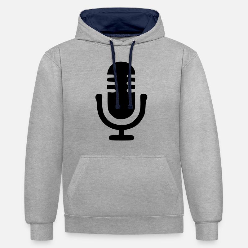 Micro - Sweat à capuche contrasté - gris chiné/bleu marine