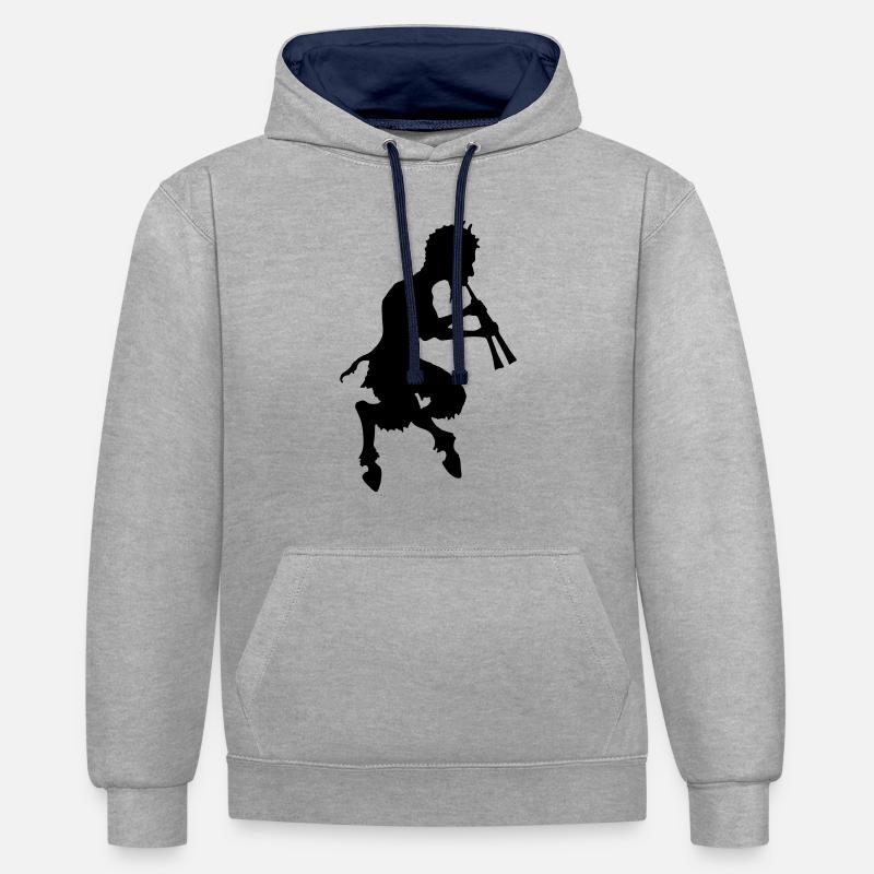 pan faune devil devil - Sweat à capuche contrasté - gris chiné/bleu marine