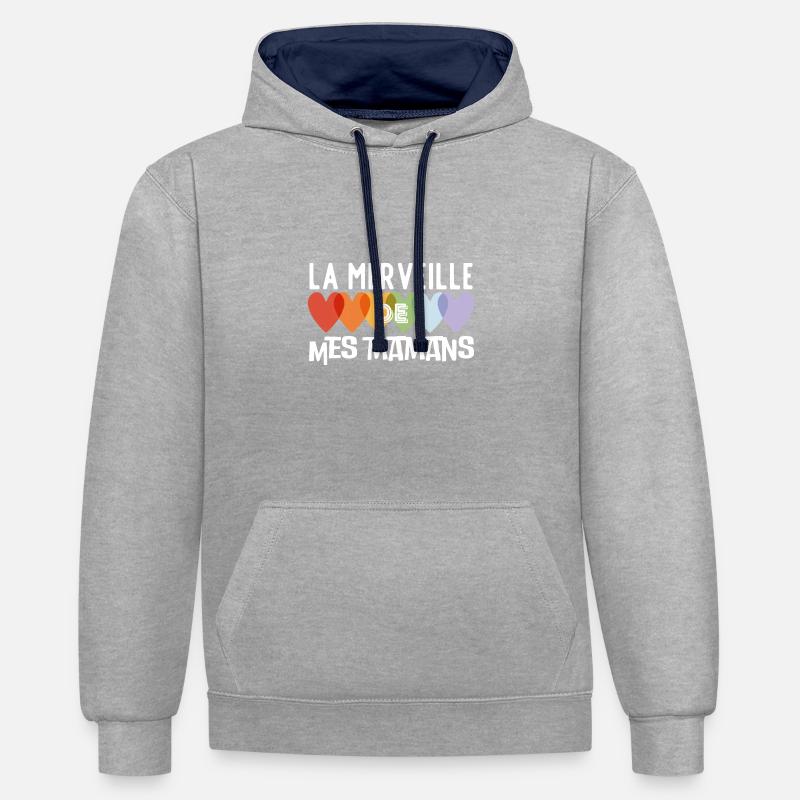 La merveille de mamans - Sweat à capuche contrasté - gris chiné/bleu marine