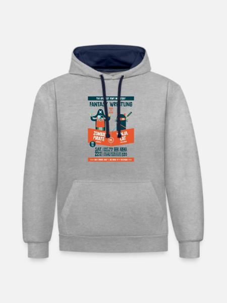 Fantasy wrestling - Contrast hoodie - heather grey/navy