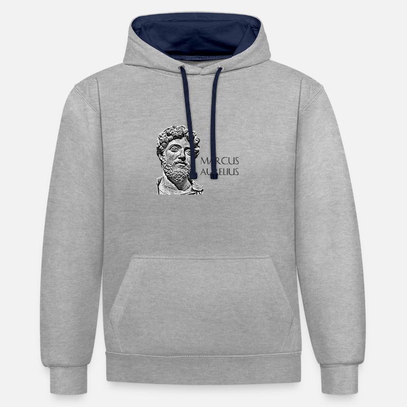 Caesar Schrift Marcus Aurelius - Kontrast-Hoodie - Grau meliert/Navy