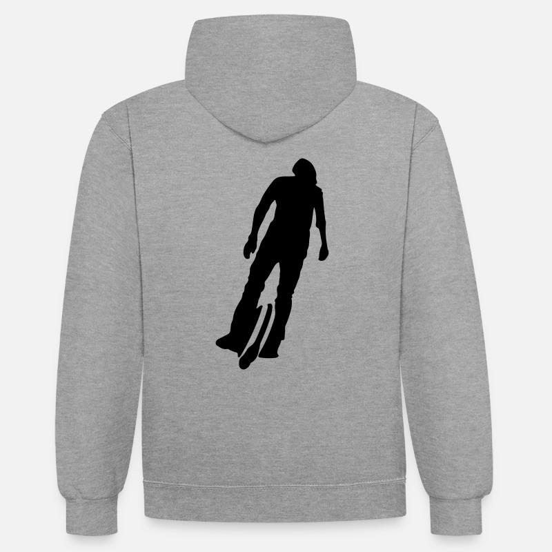 Monoroue - Sweat à capuche contrasté - gris chiné/bleu marine