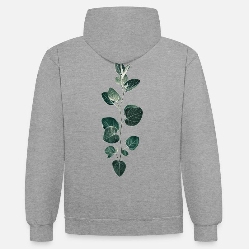 Motif de la plante - Sweat à capuche contrasté - gris chiné/bleu marine