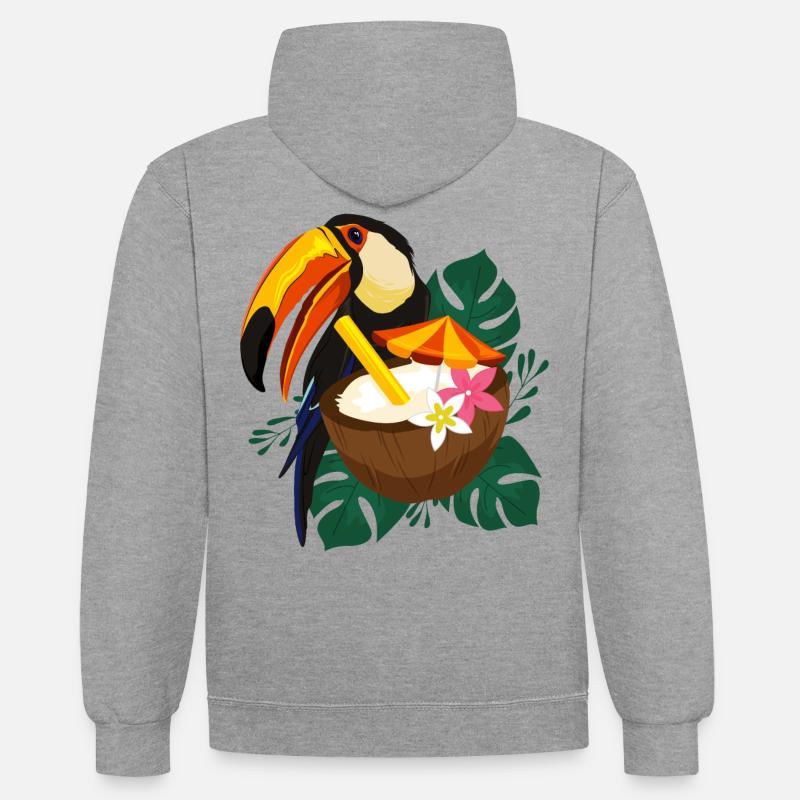 Toucan Sommer mit Sonne - Kontrast-Hoodie - Grau meliert/Navy
