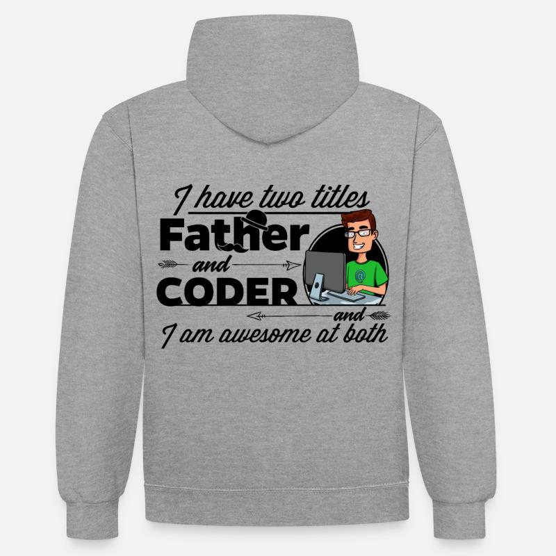 Programmierer und Vater - Kontrast-Hoodie - Grau meliert/Navy
