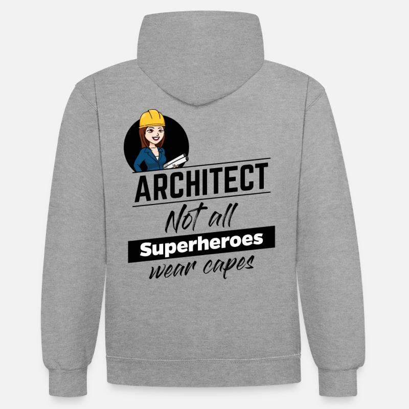 Architecte - super-héros sans cape - Sweat à capuche contrasté - gris chiné/bleu marine