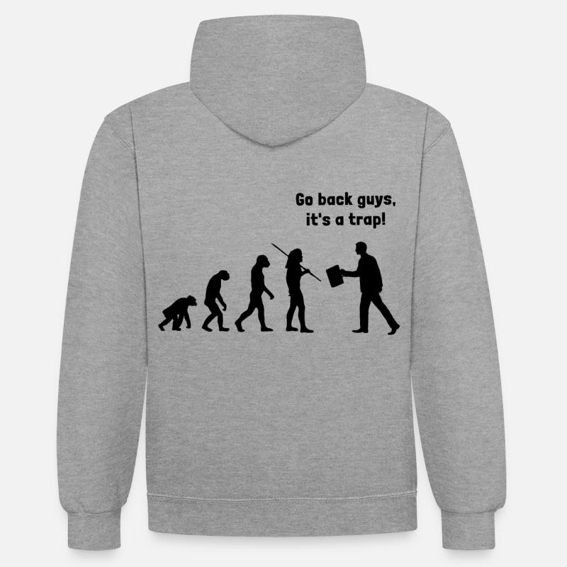 Evolution - go back, it's a - Contrast hoodie - heather grey/navy