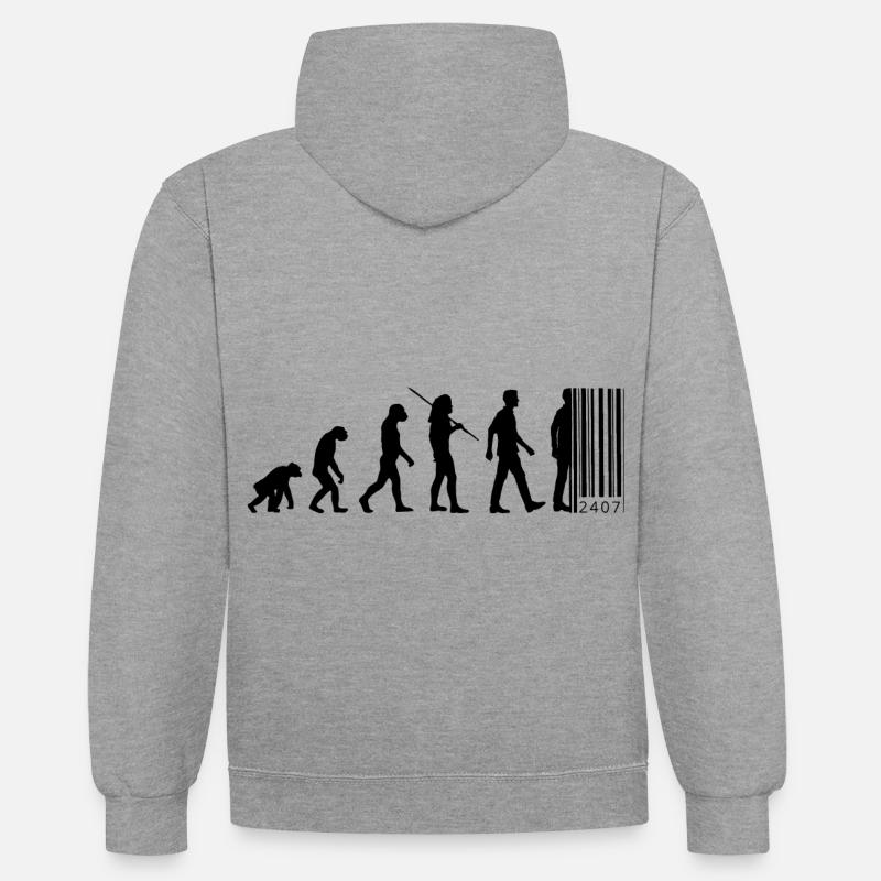 Evolution - barcode - Contrast hoodie - heather grey/navy