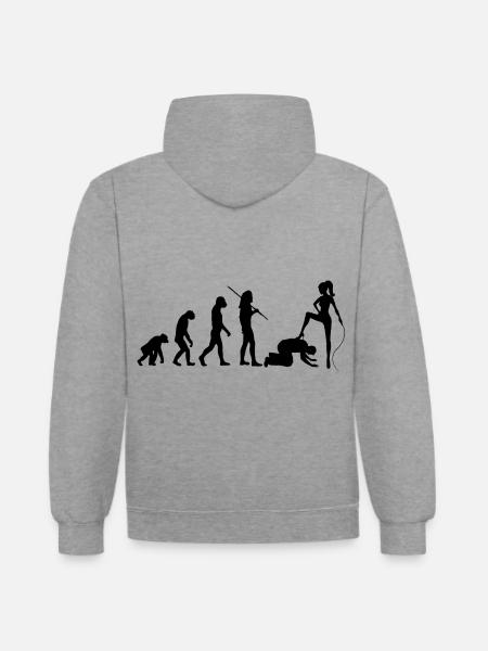 Evolution - dominatrix and slave - Contrast hoodie - heather grey/navy