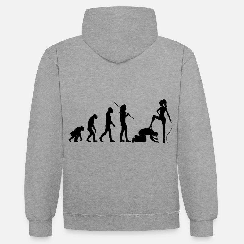 Evolution - dominatrice et esclave - Sweat à capuche contrasté - gris chiné/bleu marine