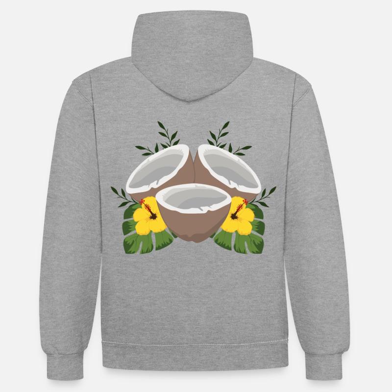 Noix de coco d'été - Sweat à capuche contrasté - gris chiné/bleu marine