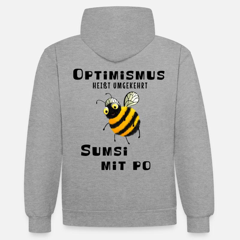 Sumsi avec Po - optimisme - Sweat à capuche contrasté - gris chiné/bleu marine