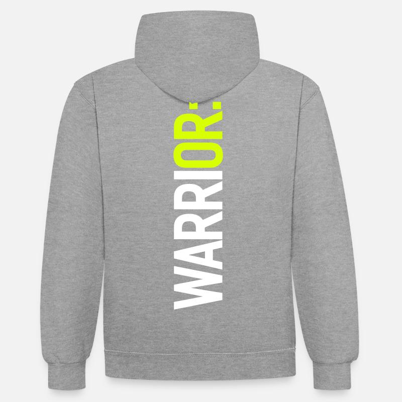 WARRIOR: (ou moi!) - Sweat à capuche contrasté - gris chiné/bleu marine