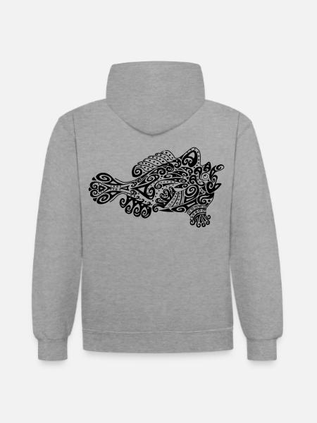 Little cute frogfish - Contrast hoodie - heather grey/navy