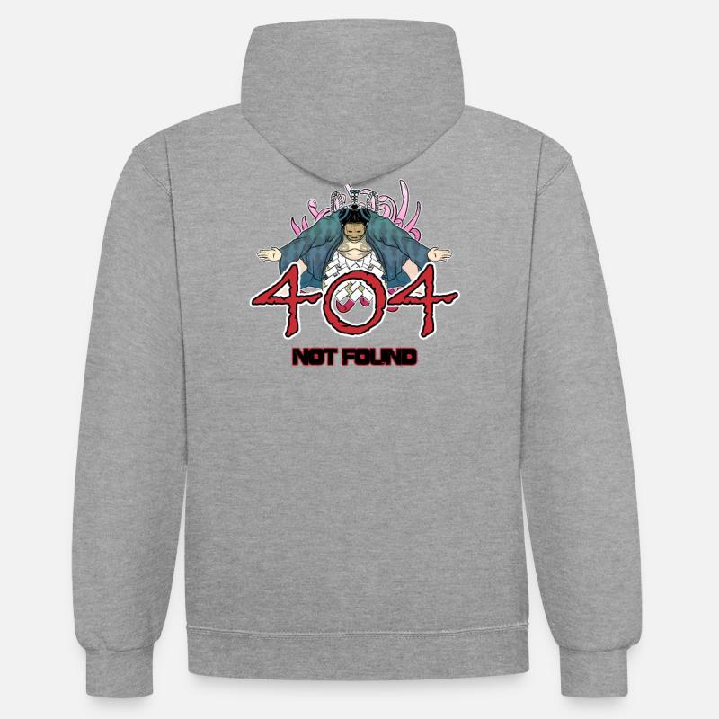 404 - not found - sumo version - Sweat à capuche contrasté - gris chiné/bleu marine