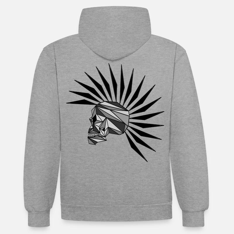 cyber punk scull plain - Sweat à capuche contrasté - gris chiné/bleu marine