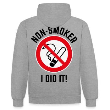 Non-fumeur – je l’ai fait! (3C / B) - Sweat à capuche contrasté - gris chiné/bleu marine - Dos - Luana (180cm)