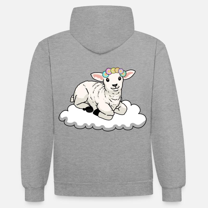 Mouton Mouton - Sweat à capuche contrasté - gris chiné/bleu marine