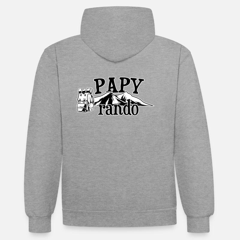 Cadeau pour papy randonneur - Sweat à capuche contrasté - gris chiné/bleu marine