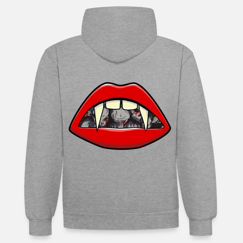 Halloween Vampire Bouche Sangsue Vampire - Sweat à capuche contrasté - gris chiné/bleu marine