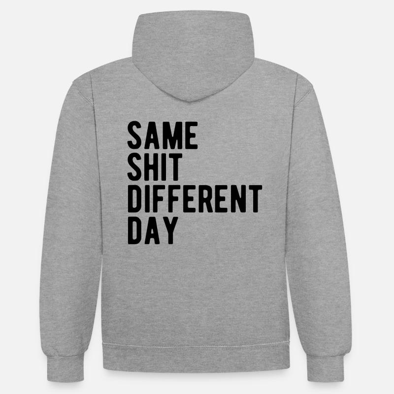 Same Shit - Different Day - Sweat à capuche contrasté - gris chiné/bleu marine