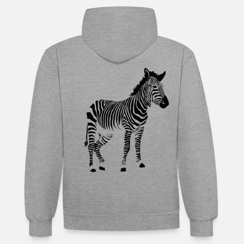 zèbre - Sweat à capuche contrasté - gris chiné/bleu marine