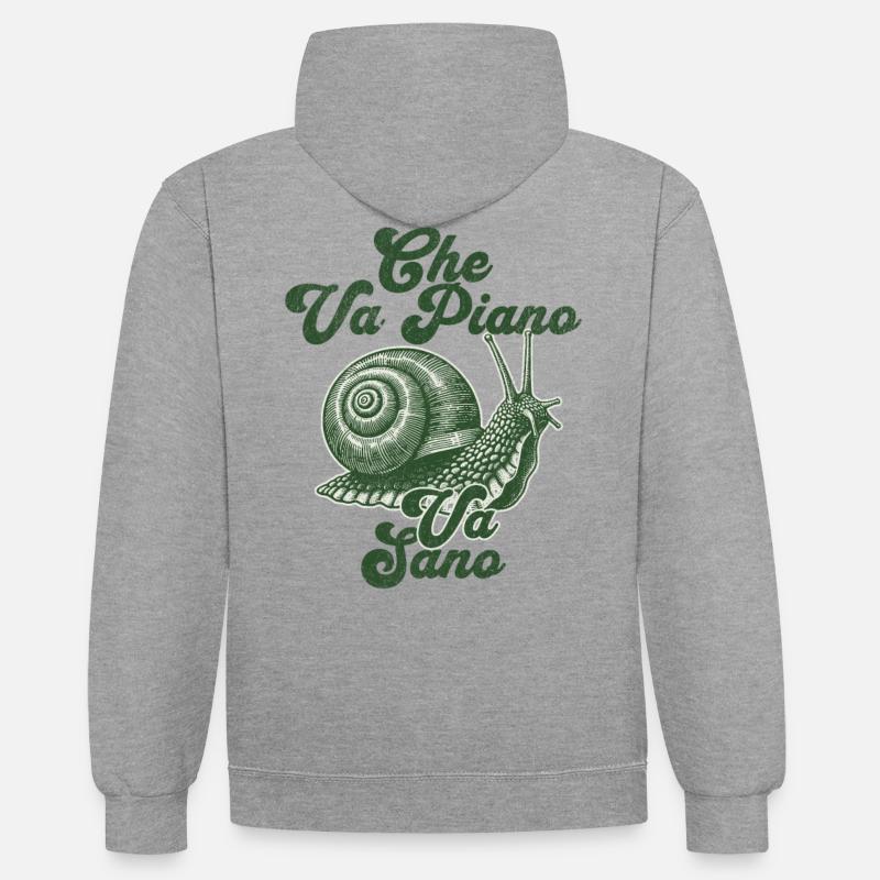 Che va piano va sano - Sweat à capuche contrasté - gris chiné/bleu marine