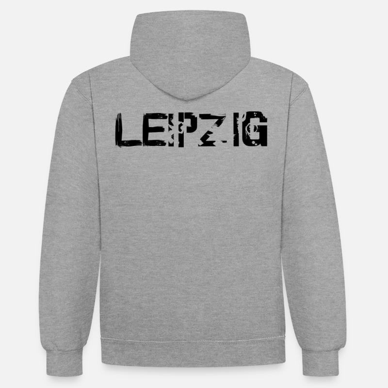 Leipzig - Sweat à capuche contrasté - gris chiné/bleu marine