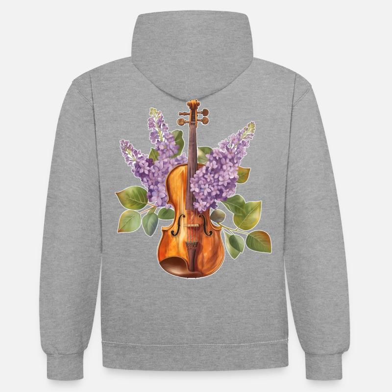 Violon Violon - Sweat à capuche contrasté - gris chiné/bleu marine