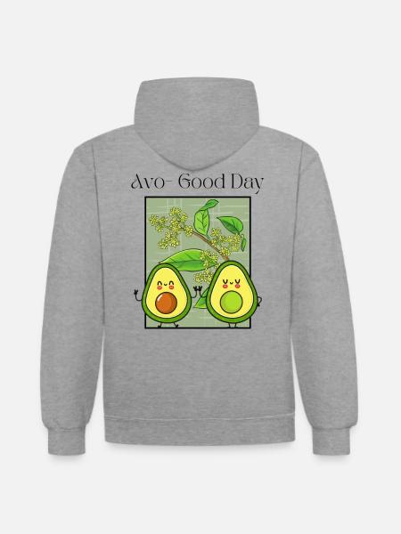 Avo-Good Day - Kontrast-Hoodie - Grau meliert/Navy