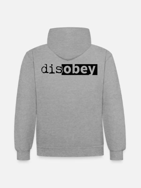 désobéir désobéir - Sweat à capuche contrasté - gris chiné/bleu marine