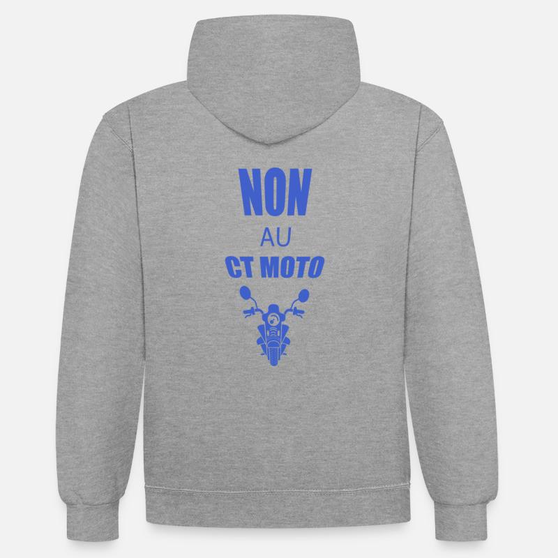 Non au CT moto - Sweat à capuche contrasté - gris chiné/bleu marine