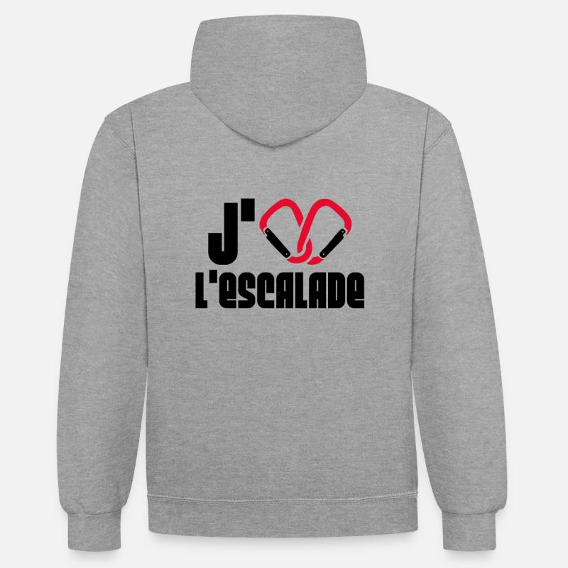 J'aime l'escalade - Sweat à capuche contrasté - gris chiné/bleu marine