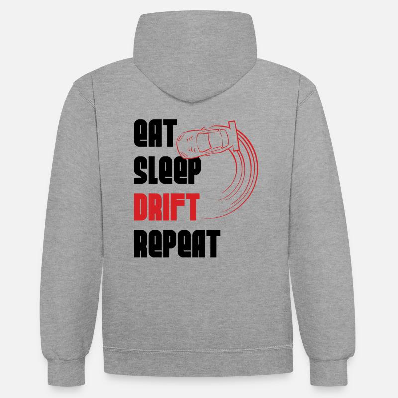 Eat sleep drift repeat - Sweat à capuche contrasté - gris chiné/bleu marine