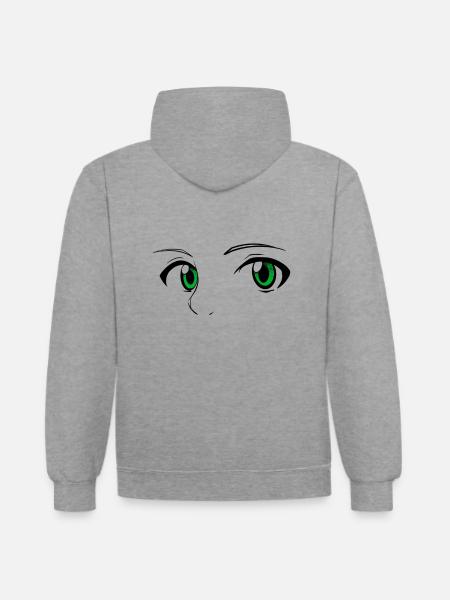 Face sketchy manga style - Contrast hoodie - heather grey/navy