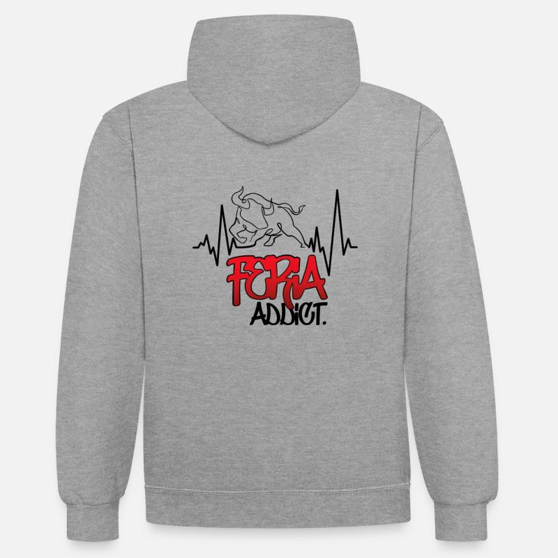 Feria addict heartbeat - Sweat à capuche contrasté - gris chiné/bleu marine