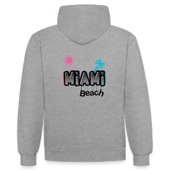 MIAMI Beach rosa / blaues Logo - Kontrast-Hoodie - Grau meliert/Navy - Hinten - Luana (180cm)