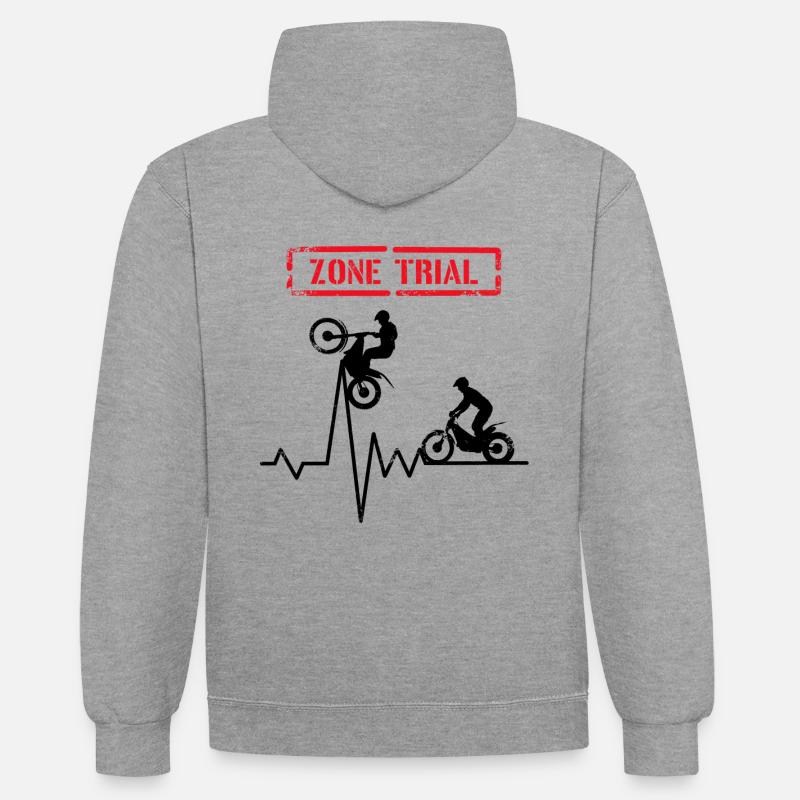 Zonen-Testversion - Heartbeat Moto-Testversion - Kontrast-Hoodie - Grau meliert/Navy