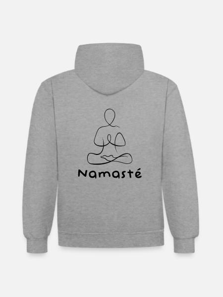Namaste - Design yoga zen line - Contrast hoodie - heather grey/navy