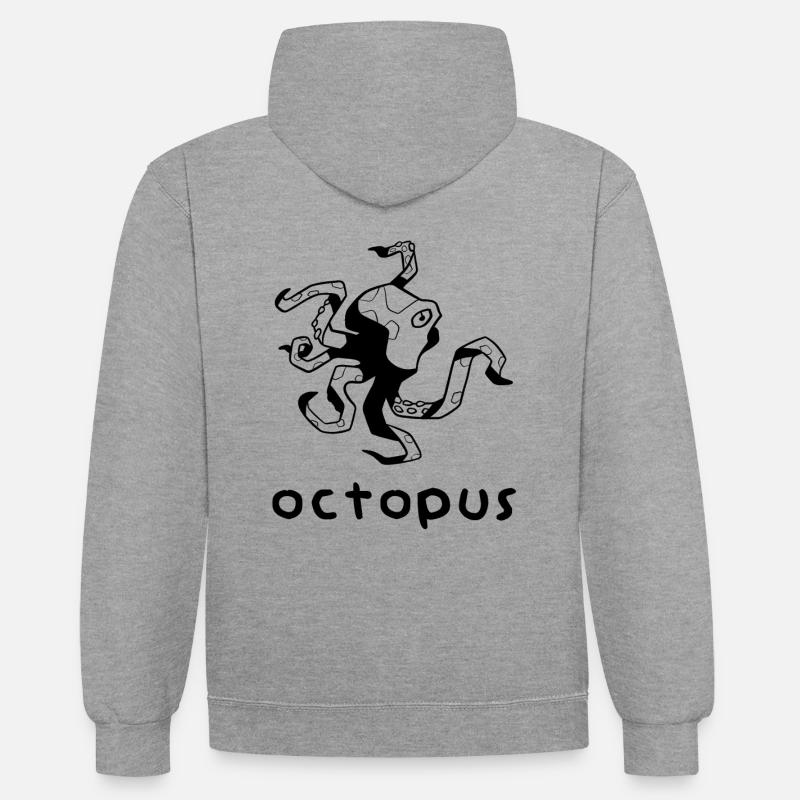 Octopus - Sweat à capuche contrasté - gris chiné/bleu marine