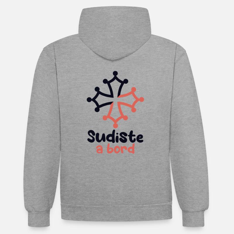 Sudiste à bord - Sweat à capuche contrasté - gris chiné/bleu marine