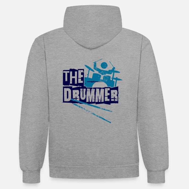 Drummer " The Drummer " Logo - Kontrast-Hoodie - Grau meliert/Navy
