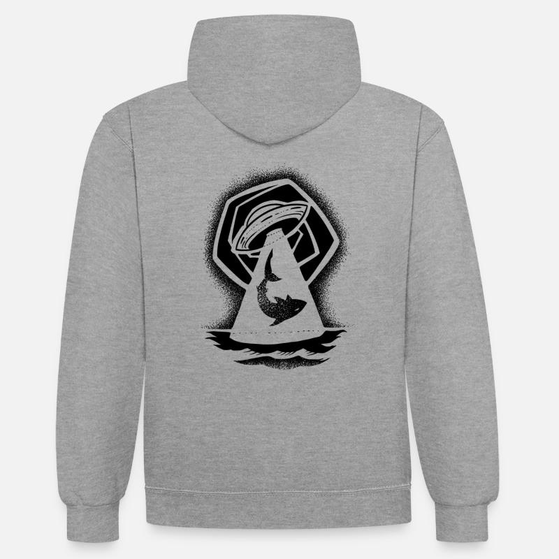 Requin ovni dotwork - Sweat à capuche contrasté - gris chiné/bleu marine
