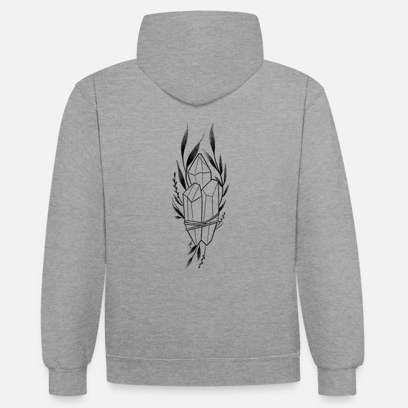 Dotwork floral crystal - Contrast hoodie - heather grey/navy