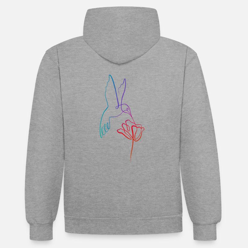 Colibri lining art - Sweat à capuche contrasté - gris chiné/bleu marine